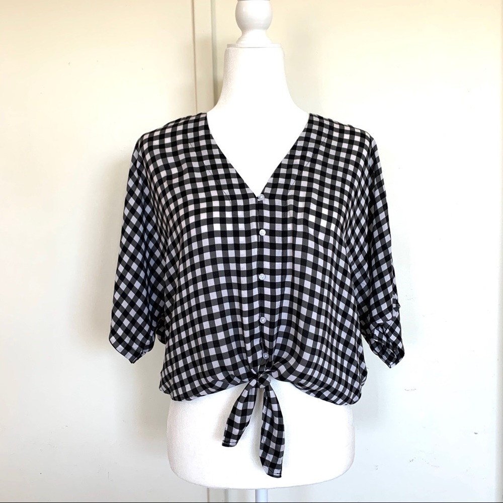EXPRESS oversized gingham crop top for fall